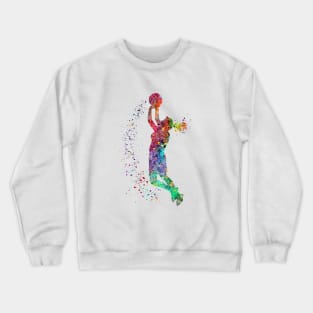 Girl Basketball Painting Watercolor Art Print Sports Gifts Crewneck Sweatshirt